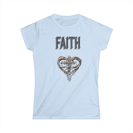 Faith Heart Women's Softstyle Tee - Inspirational Shirt for Faith, Love, Family, Gifts, Christian Apparel