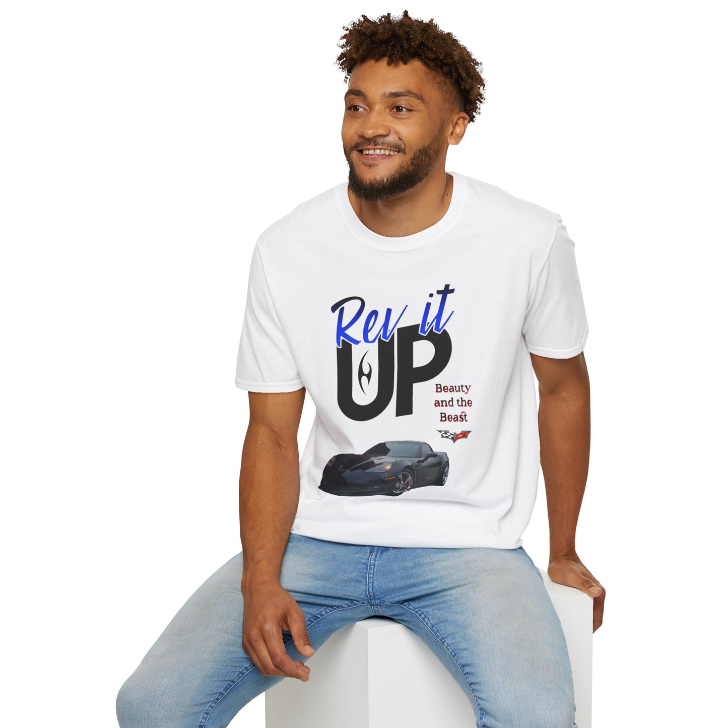 Rev It Up Unisex Softstyle T-Shirt - Perfect for Car Enthusiasts, Gift for Him or Her, Auto Show Attire, Birthday Gift, Casual Wear
