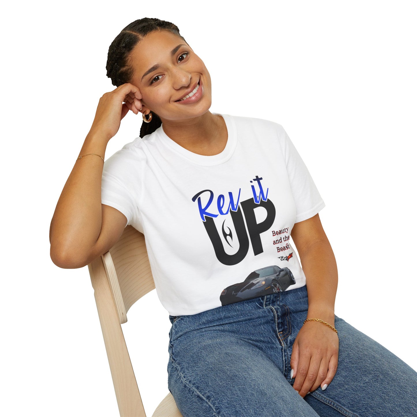 Rev It Up Unisex Softstyle T-Shirt - Perfect for Car Enthusiasts, Gift for Him or Her, Auto Show Attire, Birthday Gift, Casual Wear