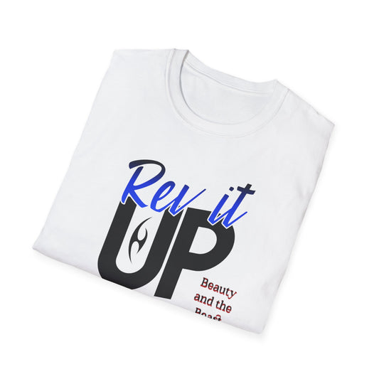 Rev It Up Unisex Softstyle T-Shirt - Perfect for Car Enthusiasts, Gift for Him or Her, Auto Show Attire, Birthday Gift, Casual Wear